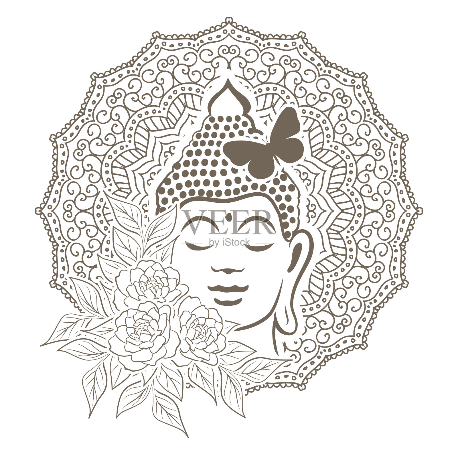 佛用鲜花插画图片素材