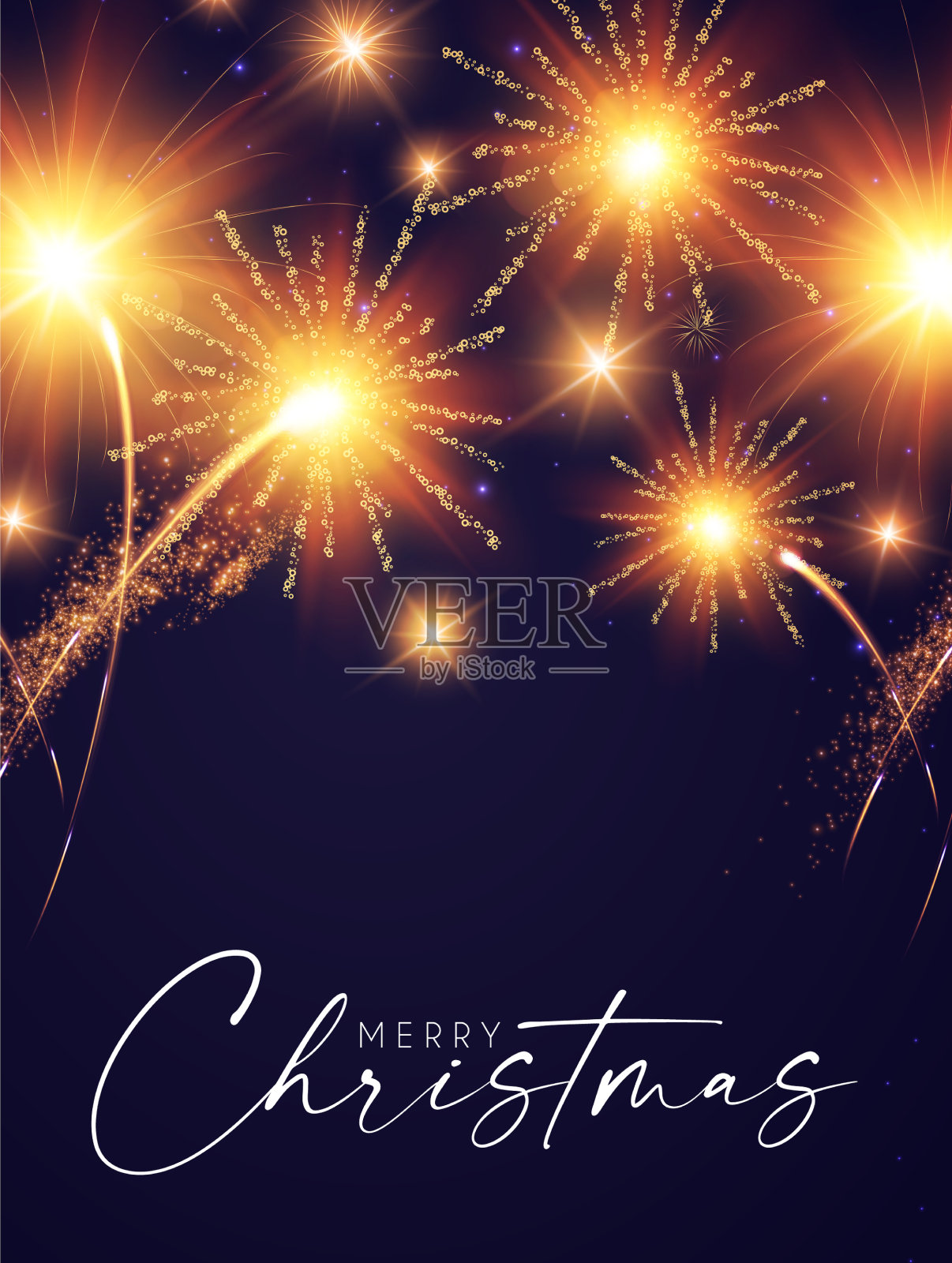 烟花闪烁的背景，圣诞晚会和插画图片素材