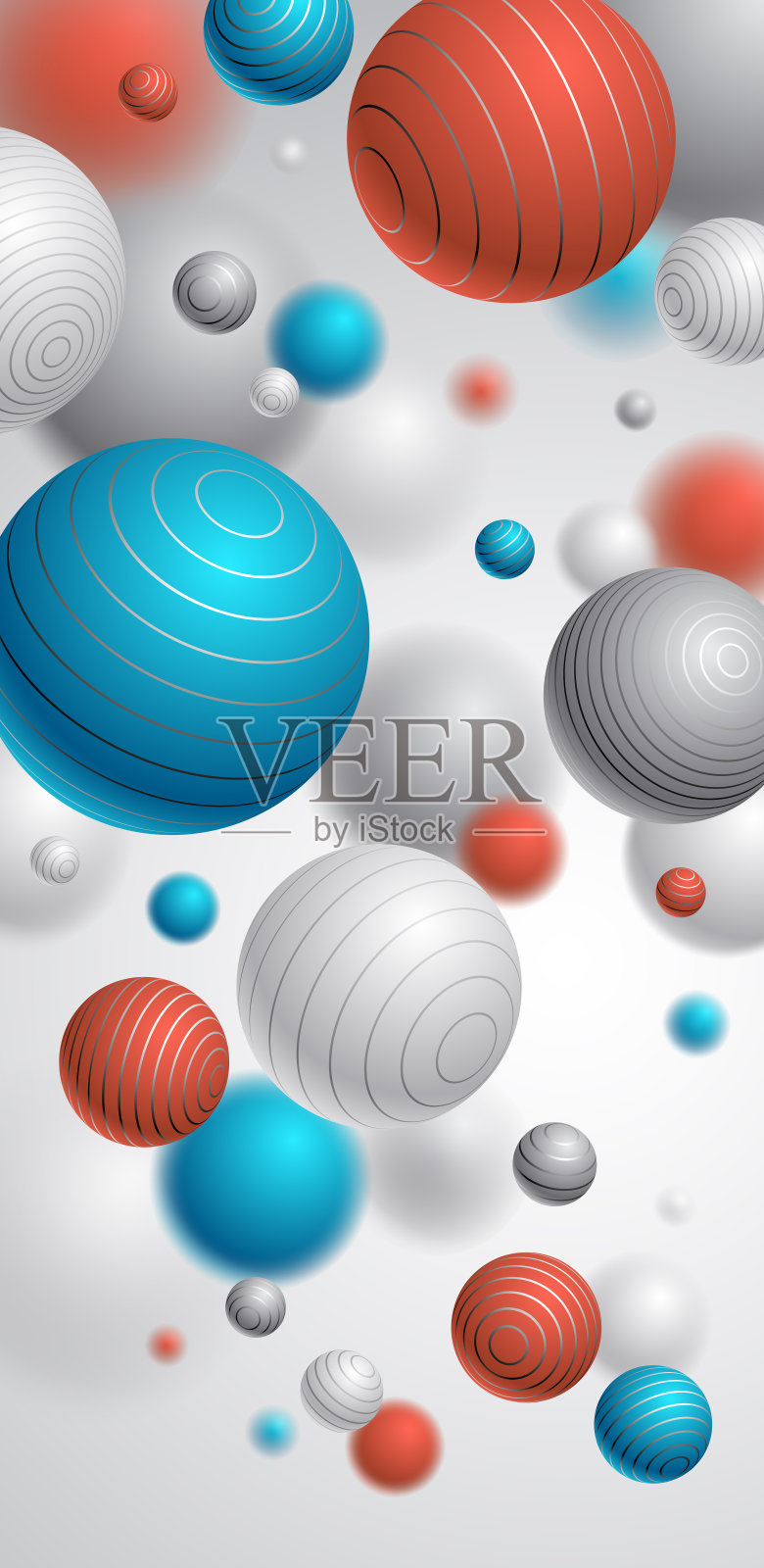 抽象球体矢量背景为手机，组成飞行球装饰线智能手机壁纸，3D混合现实的球体，现实的景深效果。插画图片素材