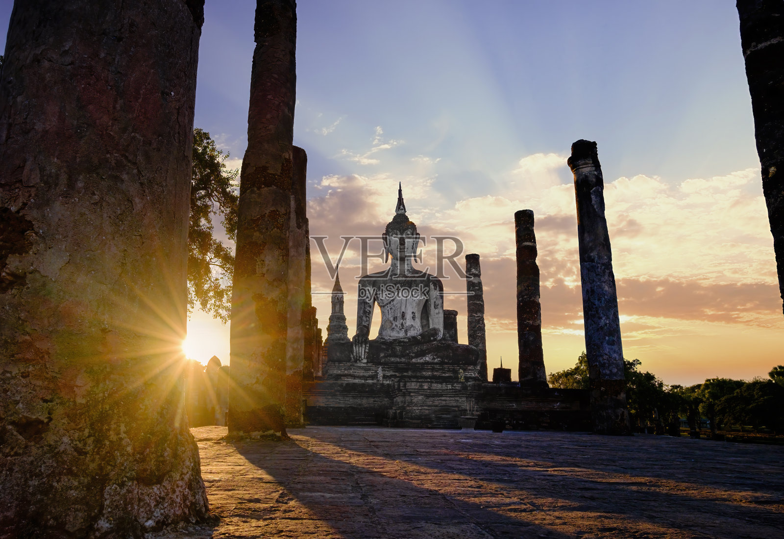 日落玛哈泰寺照片摄影图片