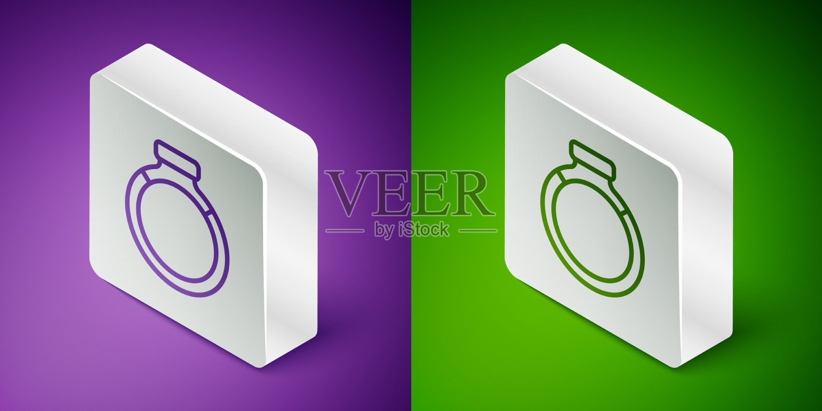 等距线金戒指图标孤立的紫色图标素材