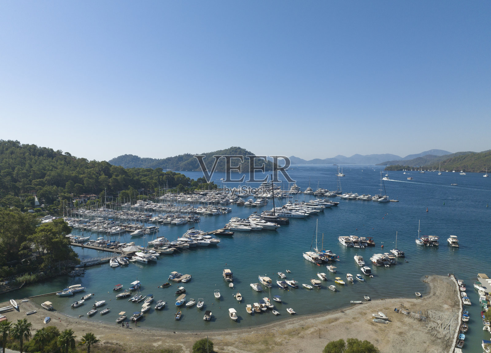 戈杰克码头无人机照片，戈杰克费特希耶，穆拉土耳其照片摄影图片