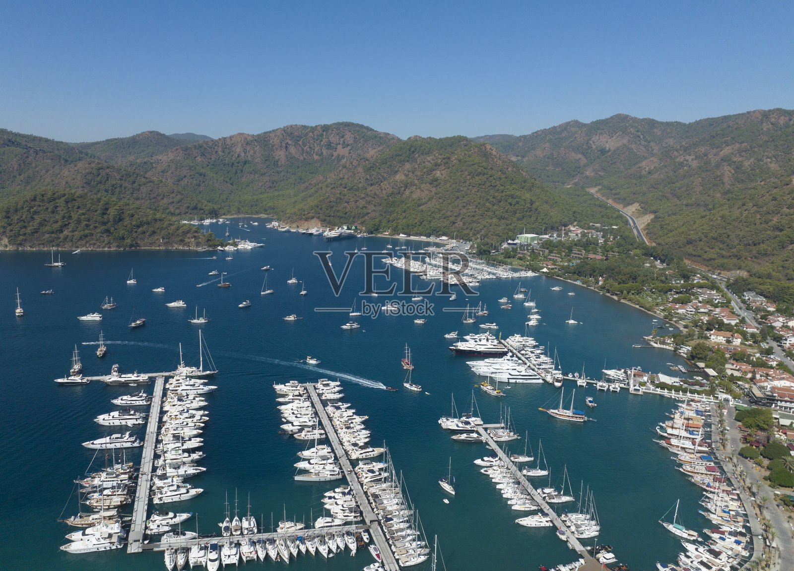 戈杰克码头无人机照片，戈杰克费特希耶，穆拉土耳其照片摄影图片