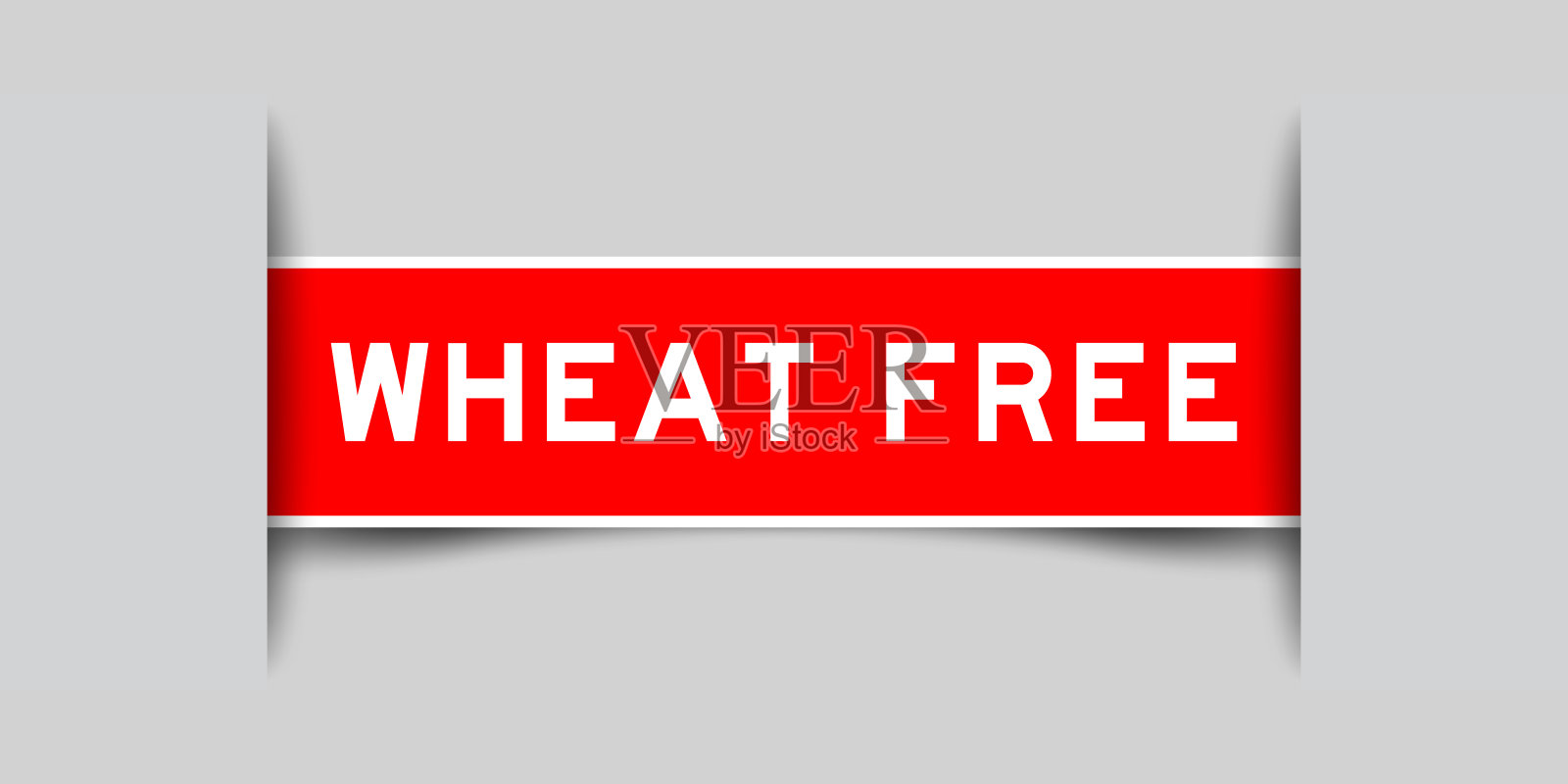 插入红色标签贴纸与字小麦自由灰色背景插画图片素材