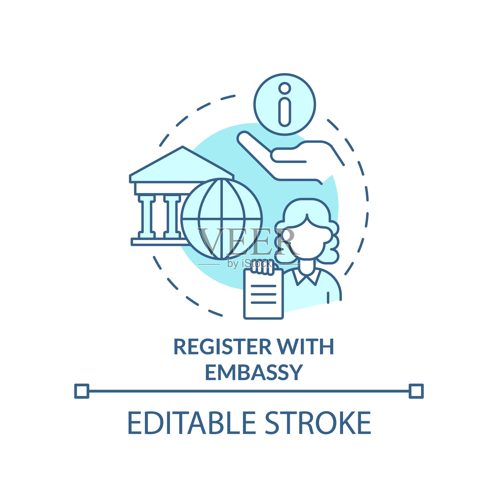 注册大使馆绿松石概念图标插画图片素材