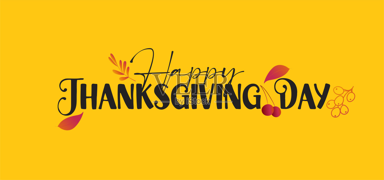 感恩节快乐，南瓜，树叶，火鸡插画图片素材