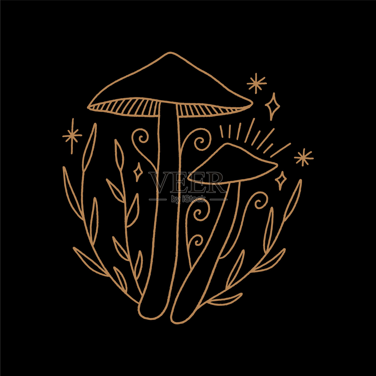 巫术天仙蘑菇套装魔法药水插画图片素材