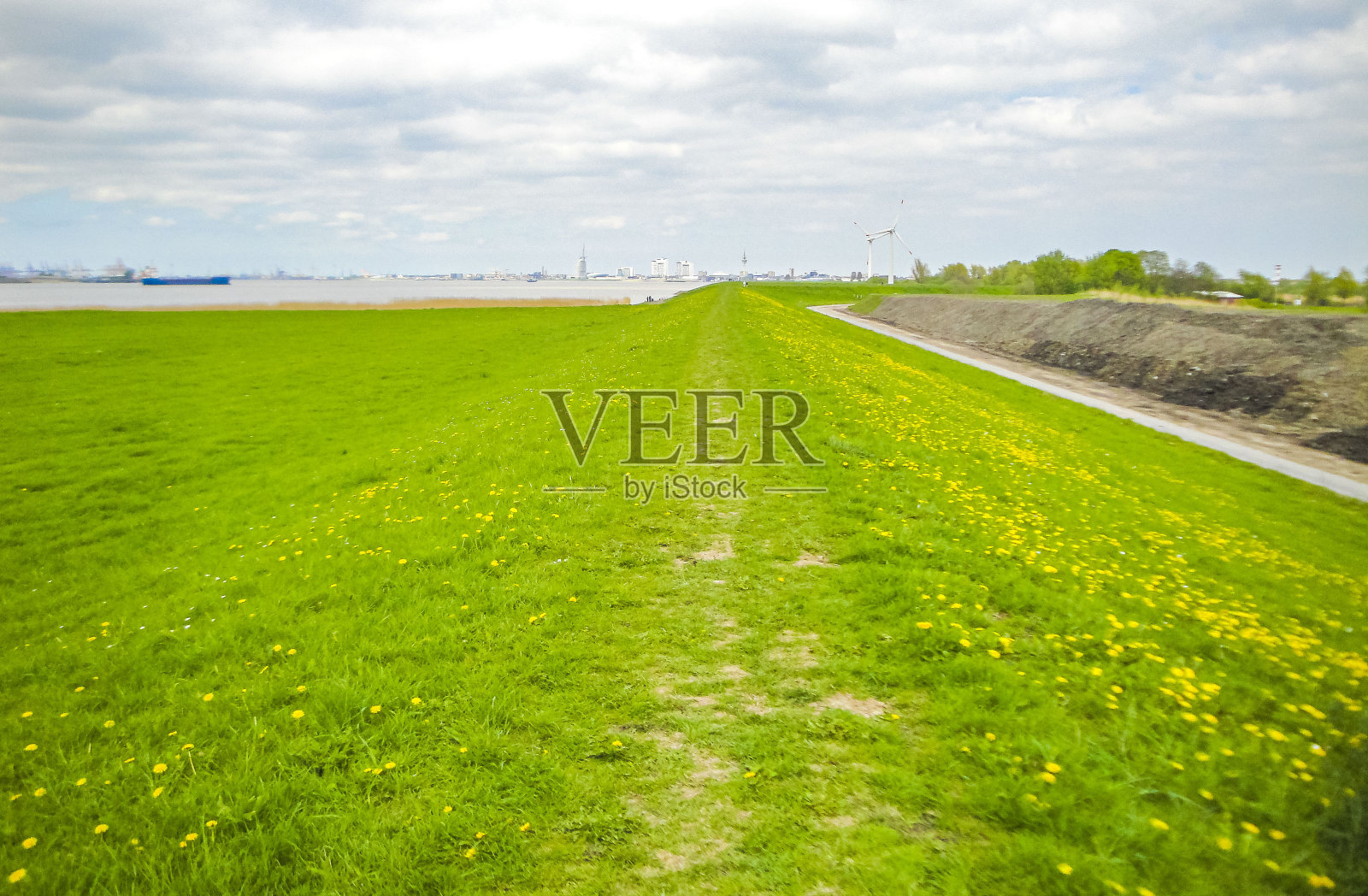 德国不莱梅黑文拍摄的北德国海岸自然景观全景图。照片摄影图片