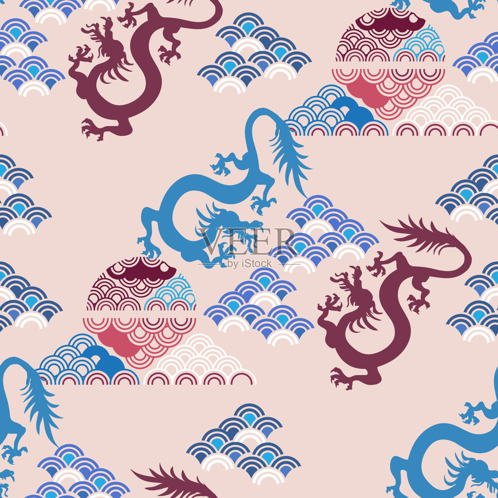 龙纹9插画图片素材