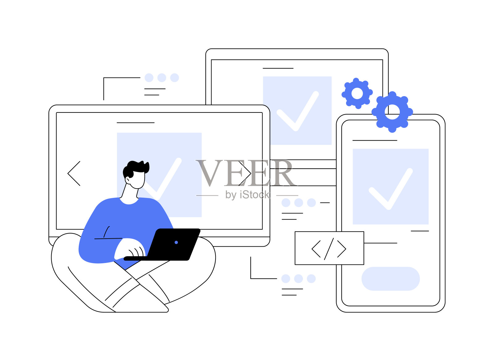 跨平台开发抽象概念矢量插图。插画图片素材