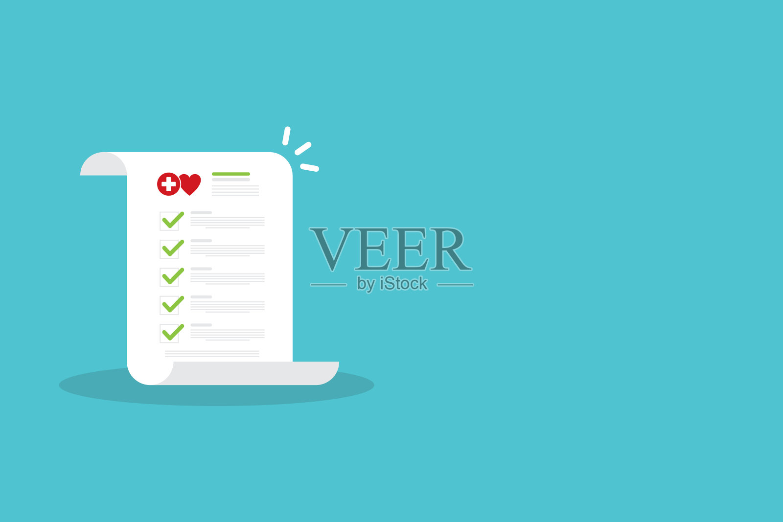 医疗报告、医疗文件、健康保险概念。平面设计。矢量图设计模板素材