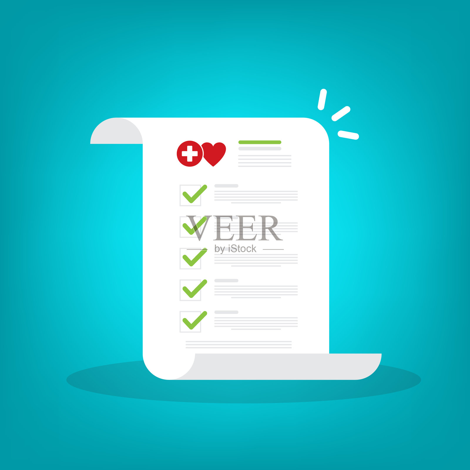 医疗报告、医疗文件、健康保险概念。平面设计。矢量图插画图片素材