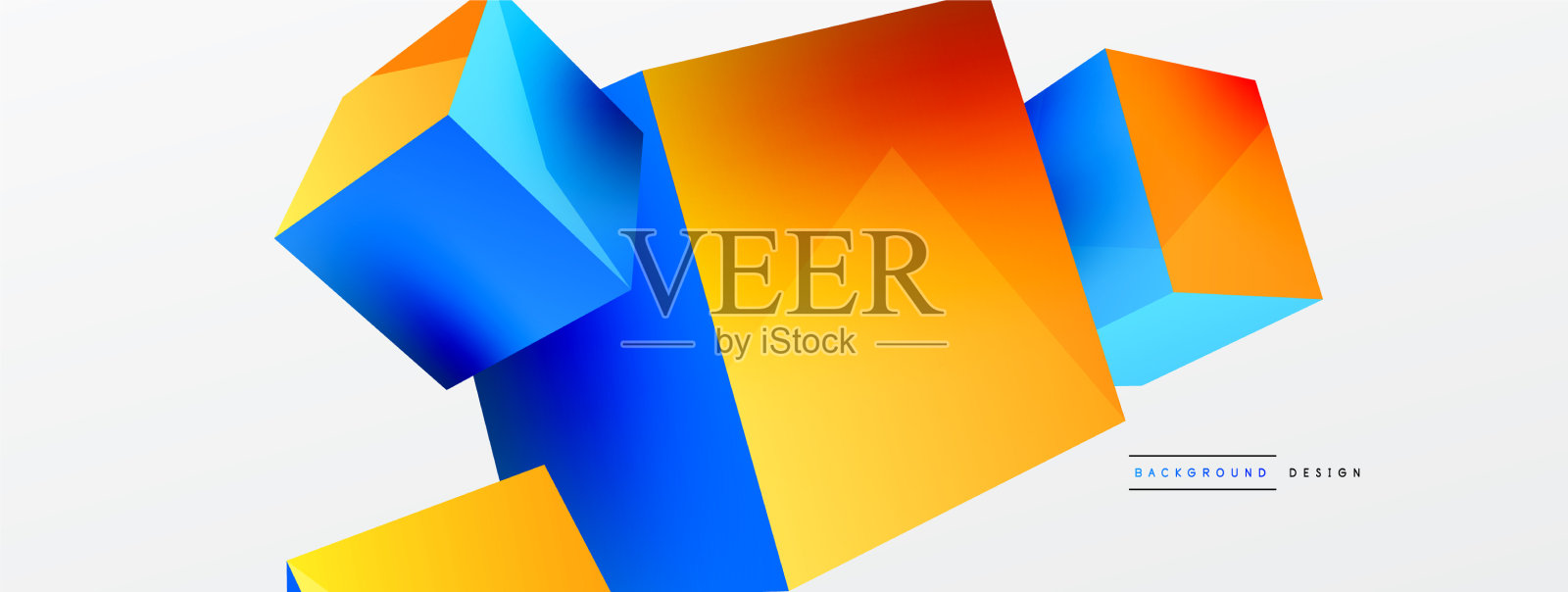 3d抽象背景飞行立方体插画图片素材