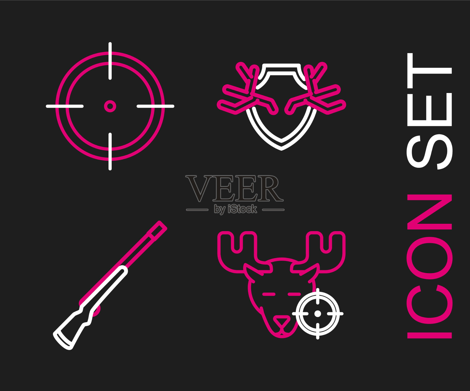 用准星瞄准驼鹿进行线猎图标素材