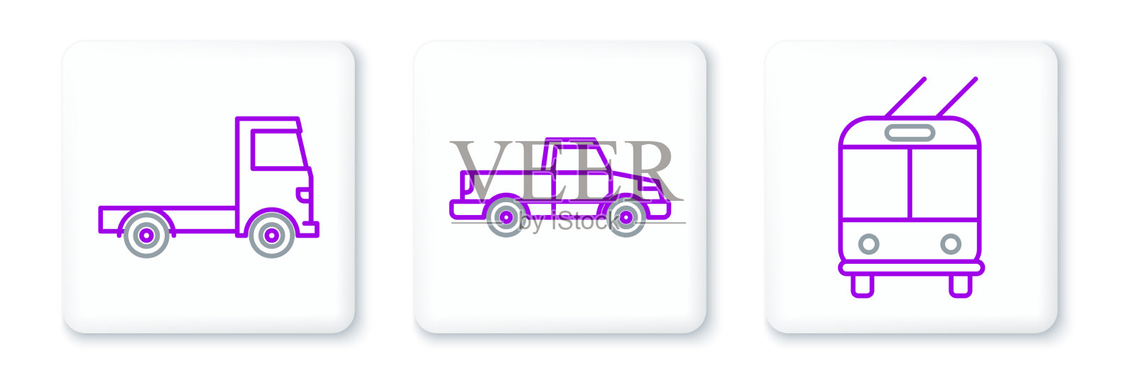 设线无轨电车，送货货车图标素材