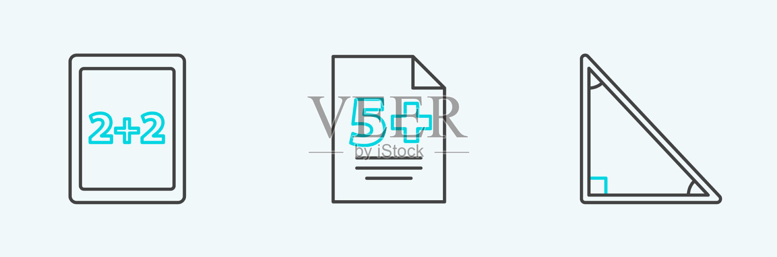 设置线三角数学平板与计算器和图标素材