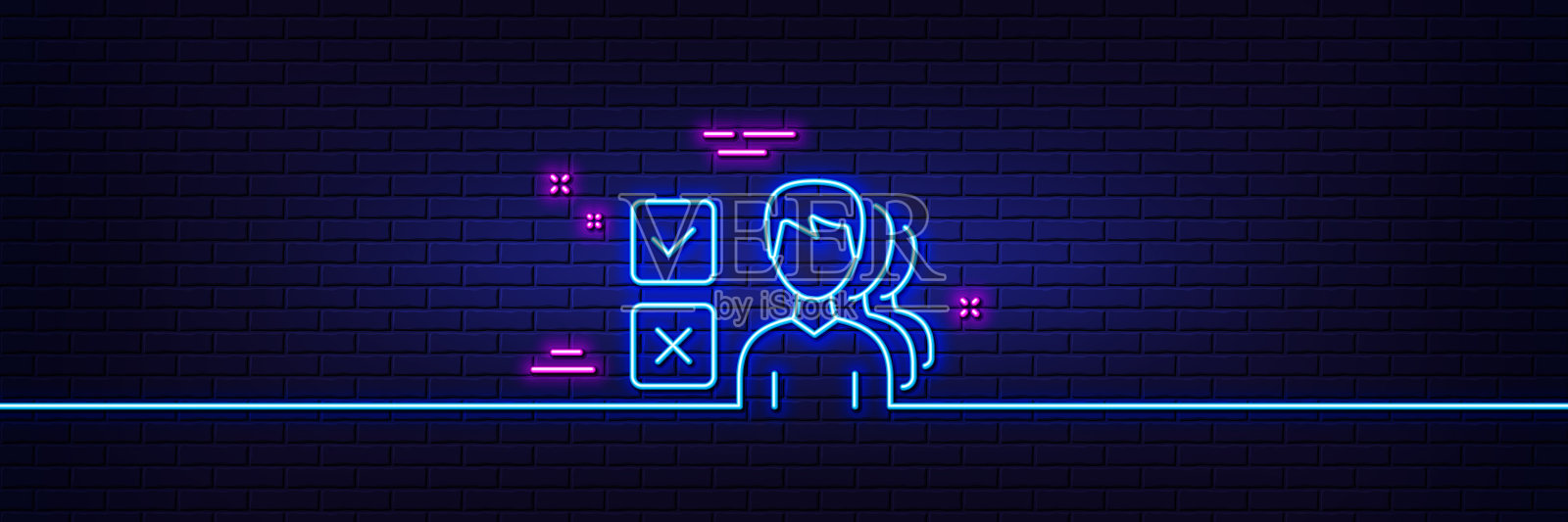 选择线路图标选择应答标志霓虹灯插画图片素材