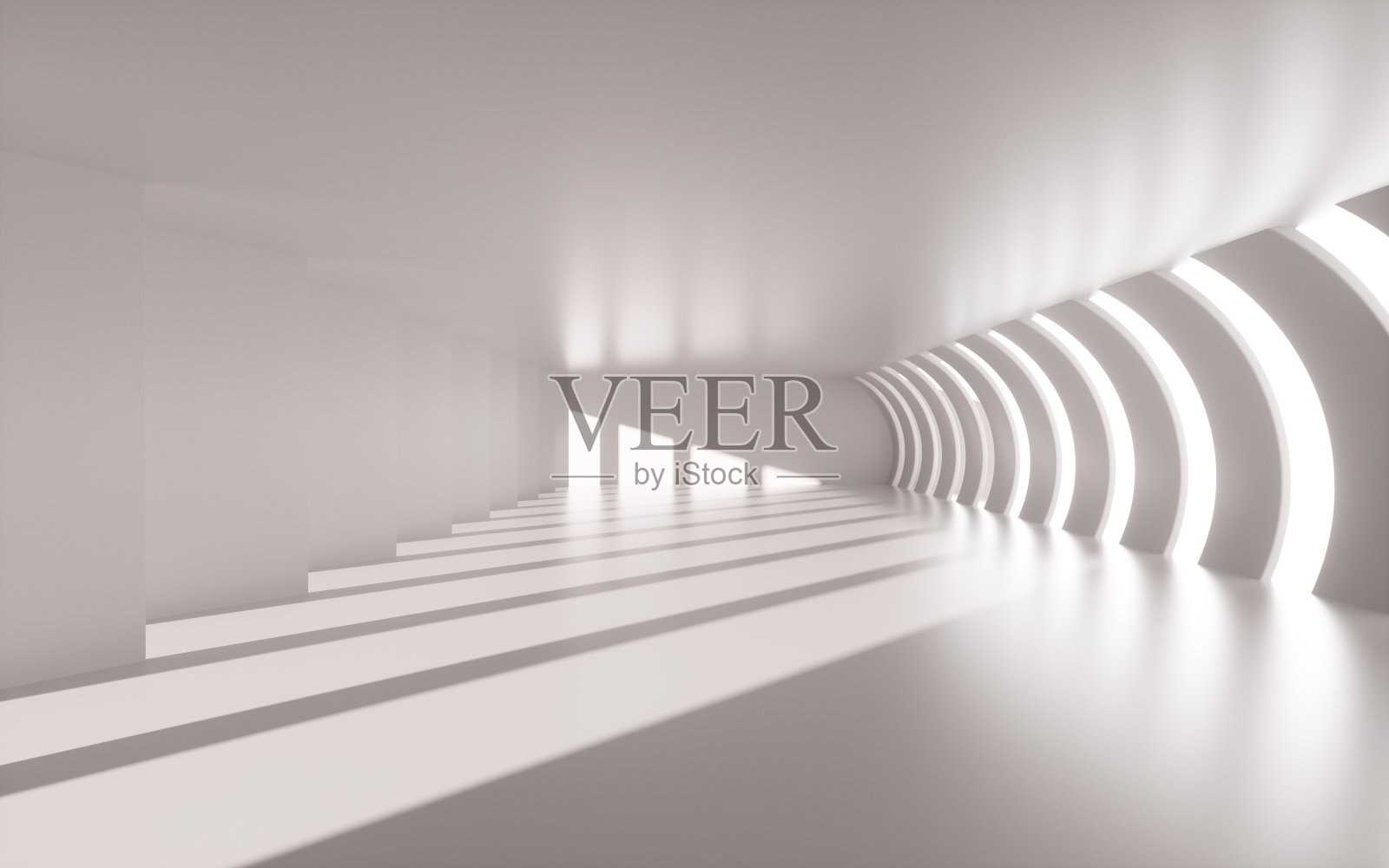 带有曲线的白色空建筑，3d渲染。照片摄影图片