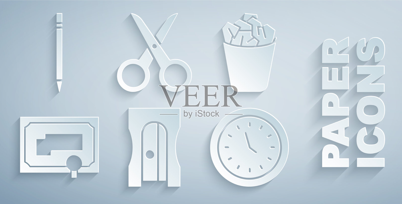 设置卷笔刀满垃圾桶证书图标素材