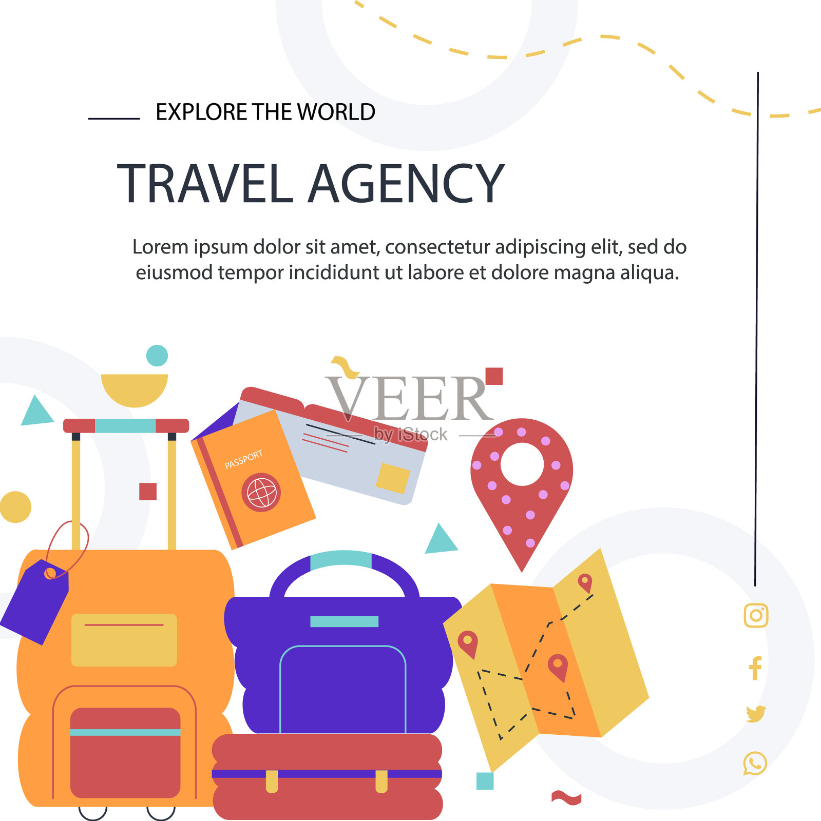 扁平设计的旅行社职位插画图片素材