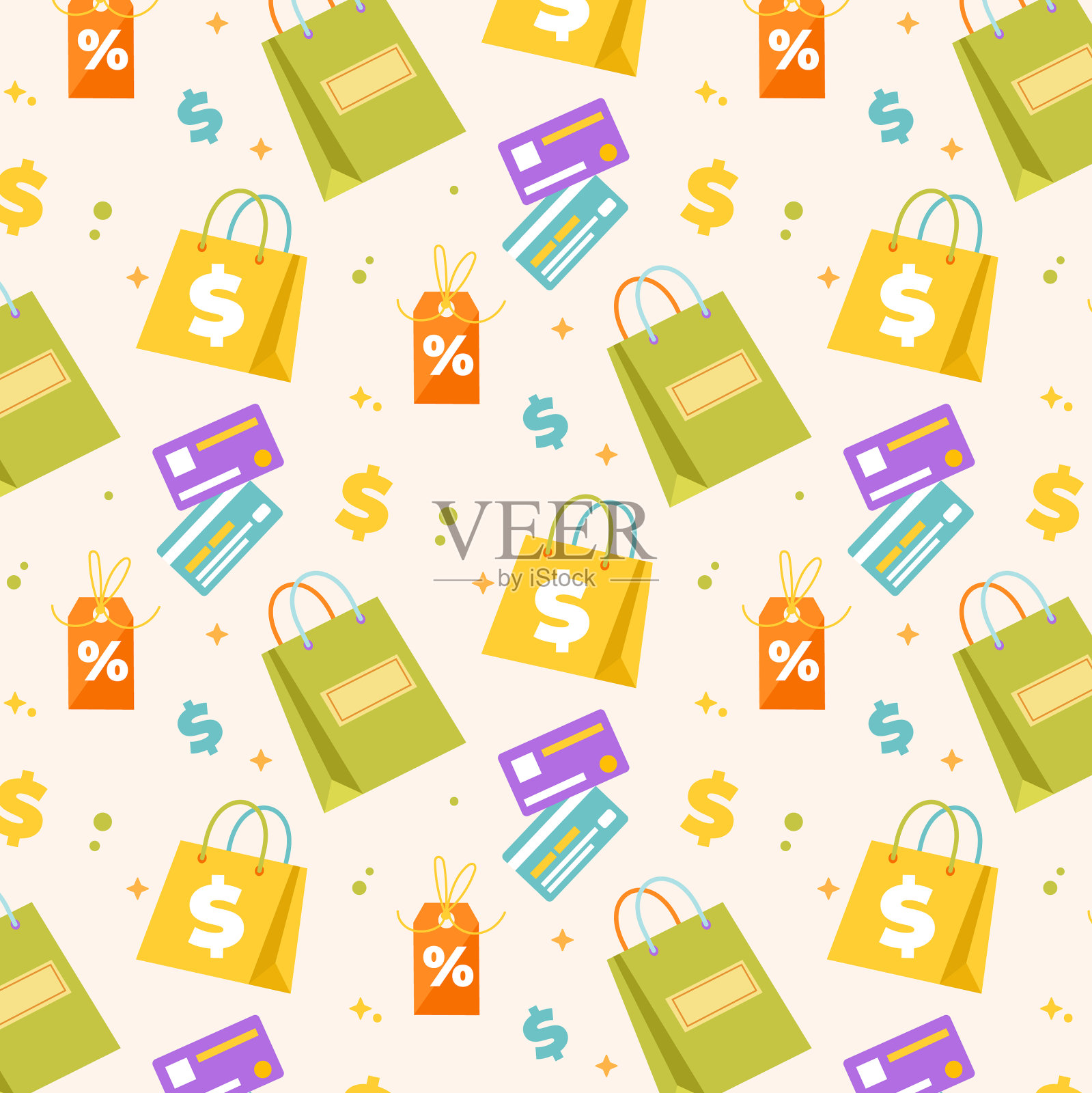 手绘购物图案设计插画图片素材