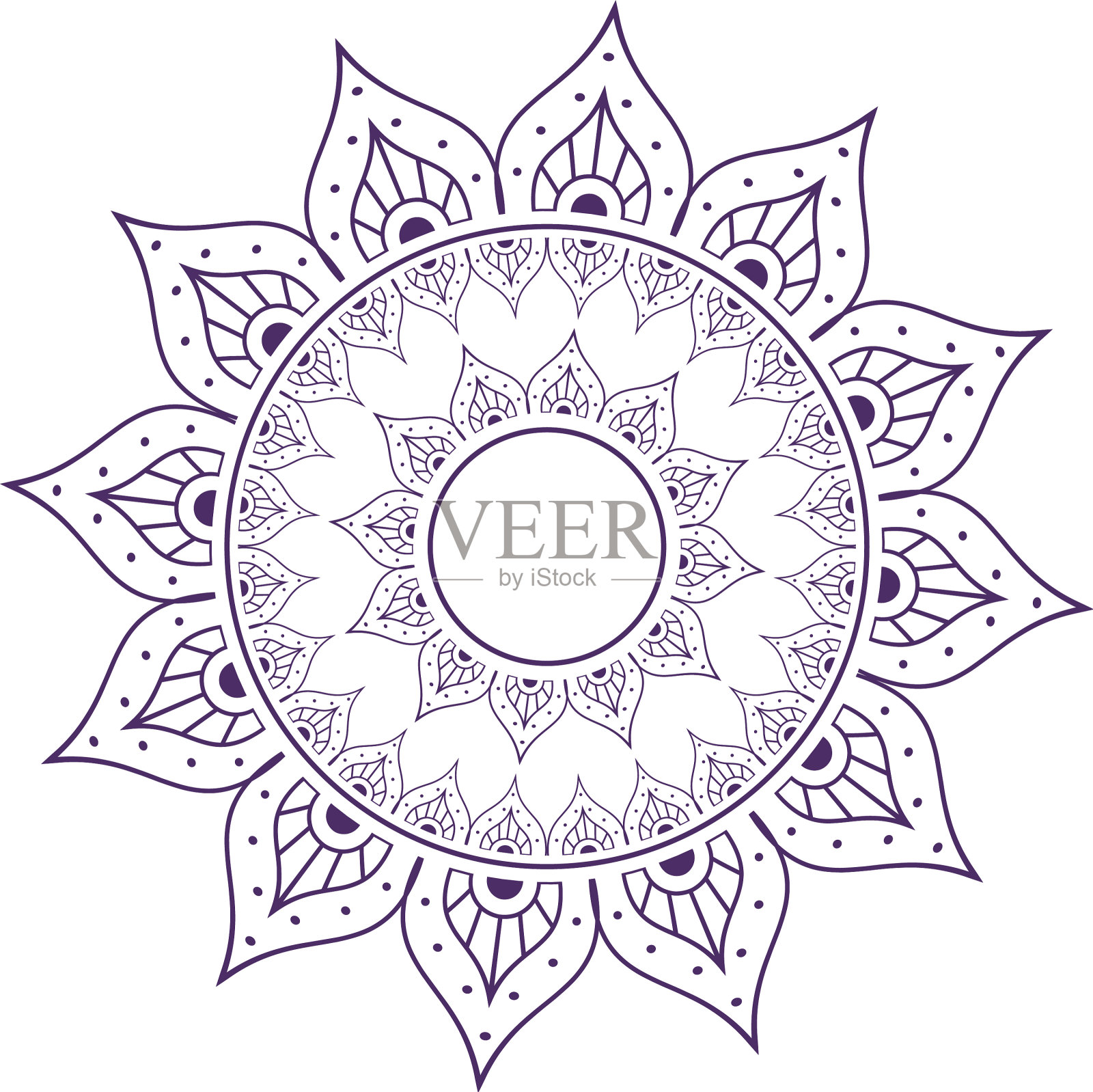 花卉单色曼荼罗插画图片素材