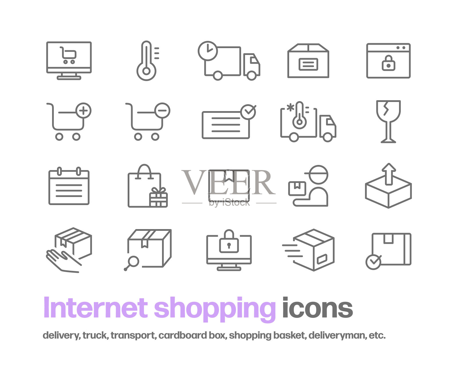 一套关于网上购物的图标图标素材