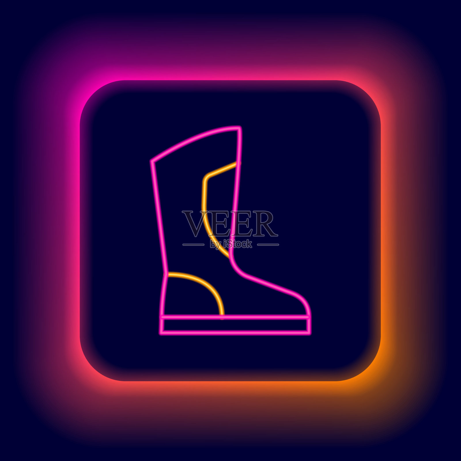 发光的霓虹线火靴子图标孤立上插画图片素材