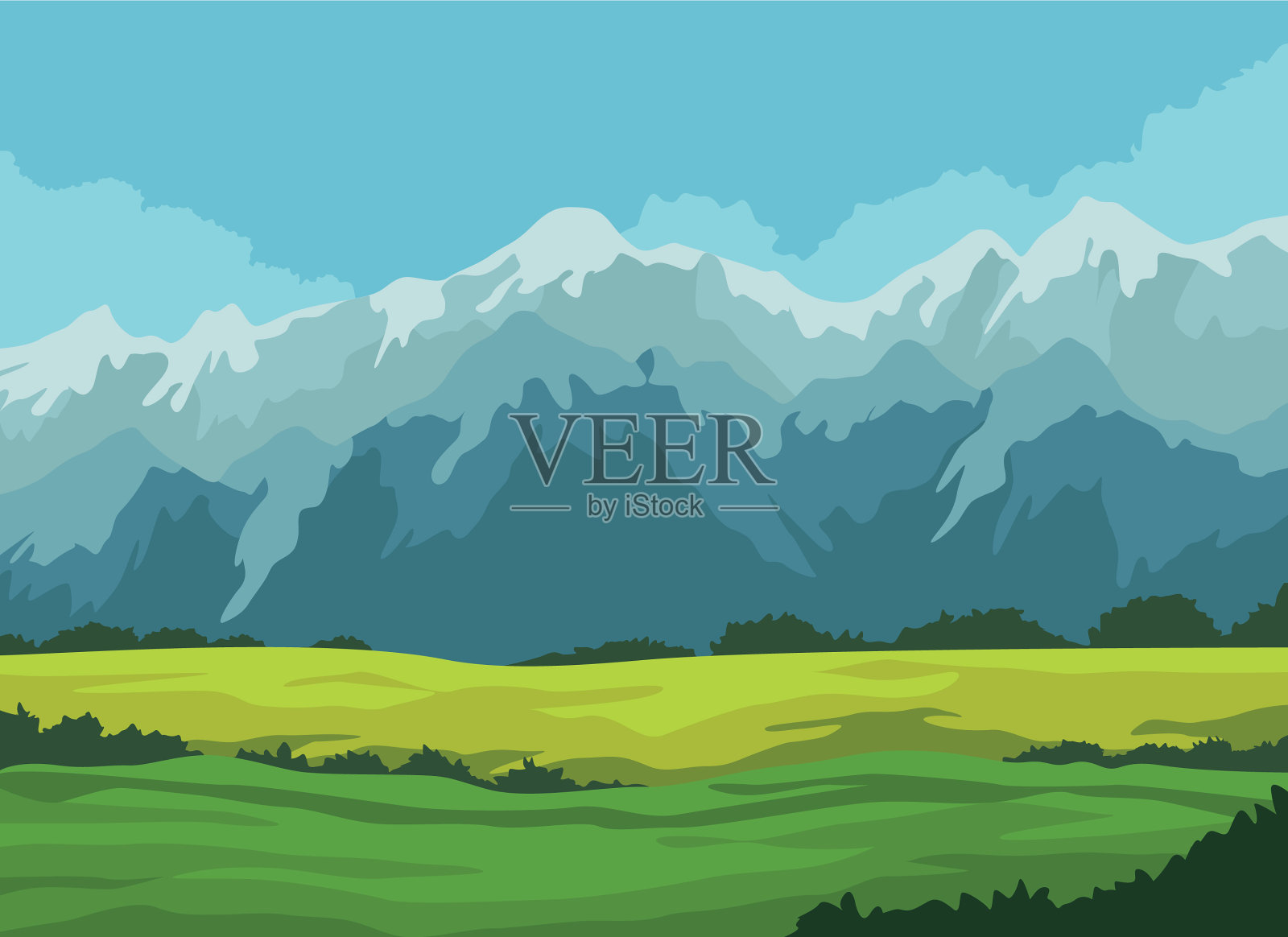 漫游风景与山插画图片素材