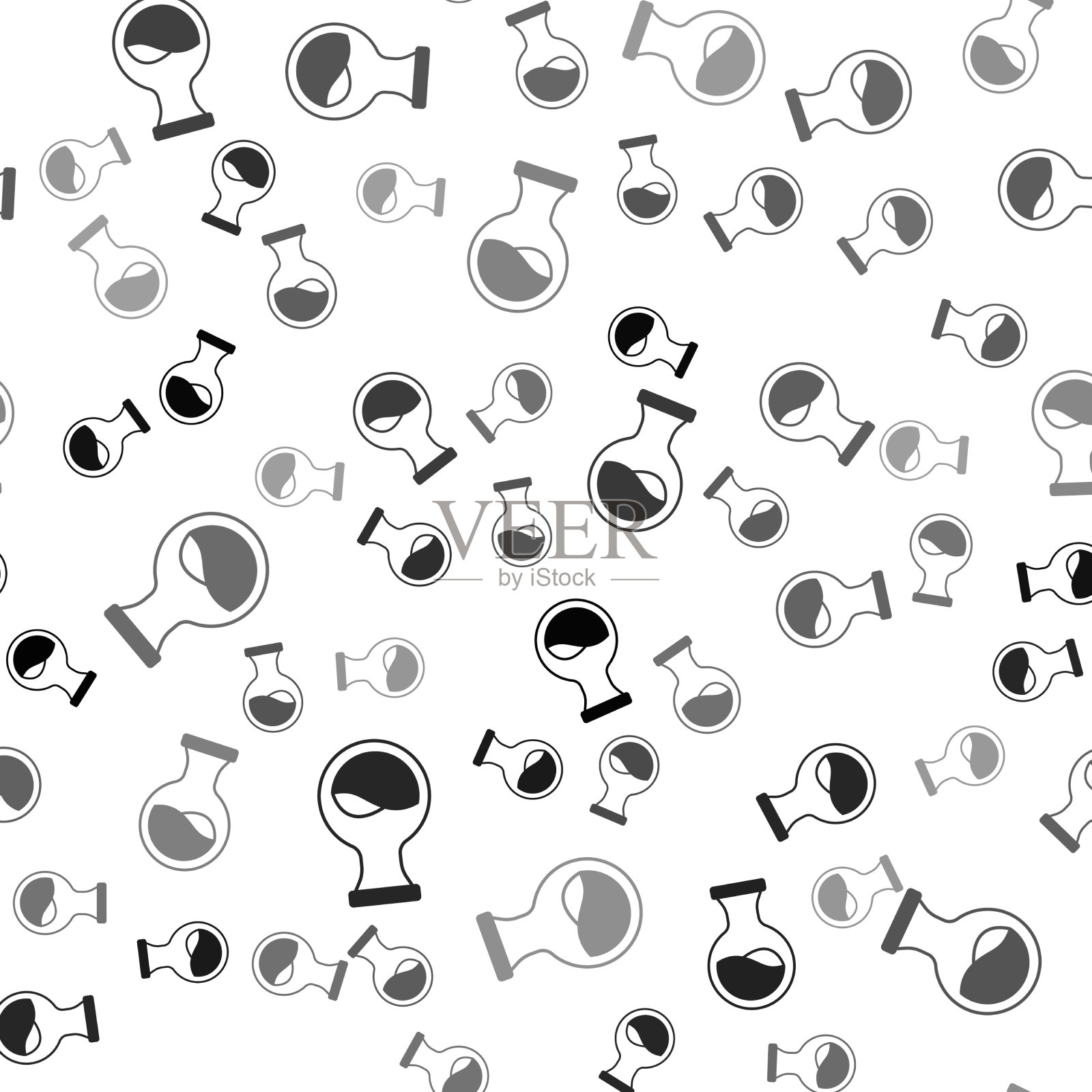 黑色试管和烧瓶化学实验室试验插画图片素材