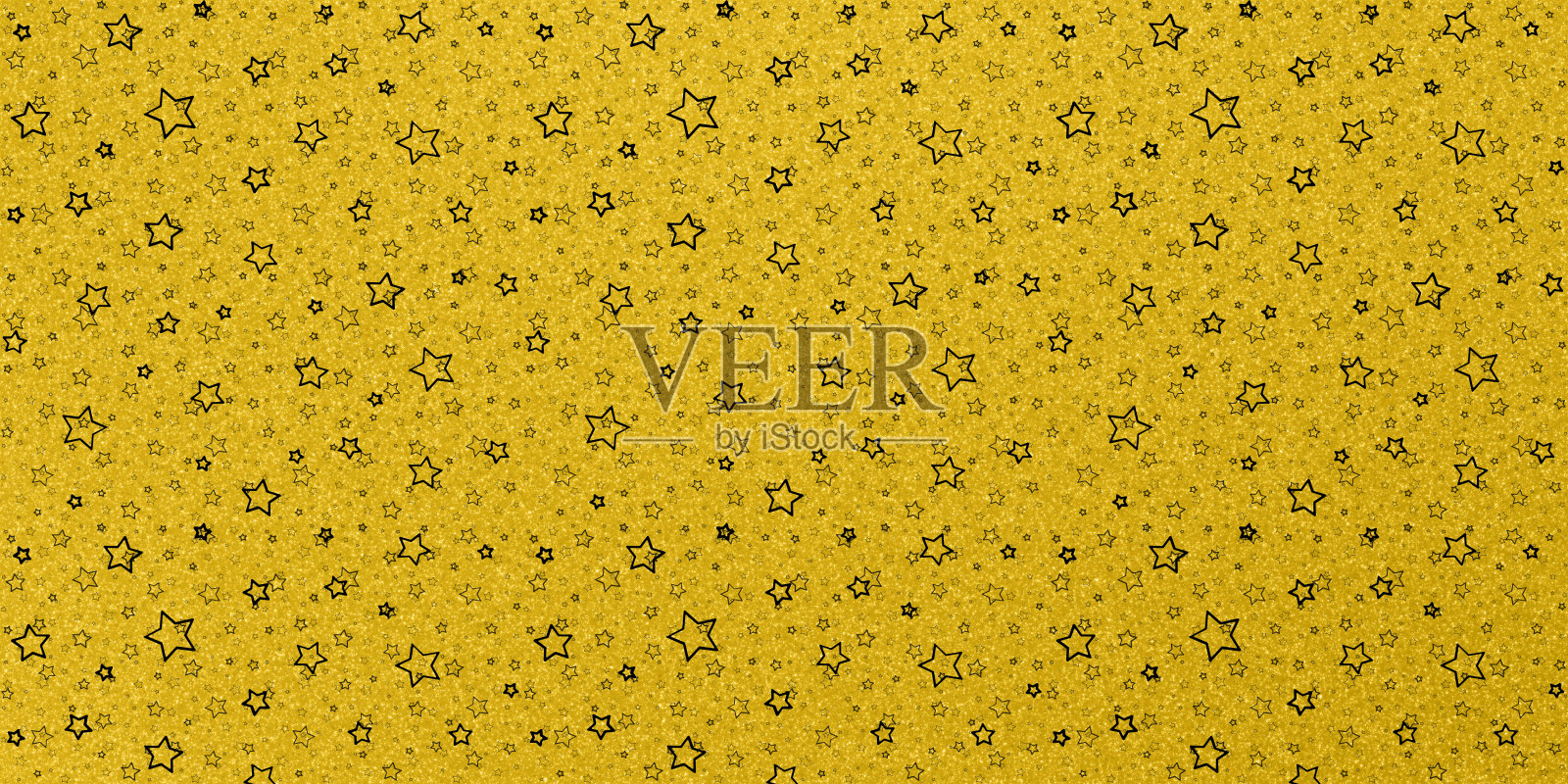 金色的圣诞背景，黑色的大大小小的星星插画图片素材
