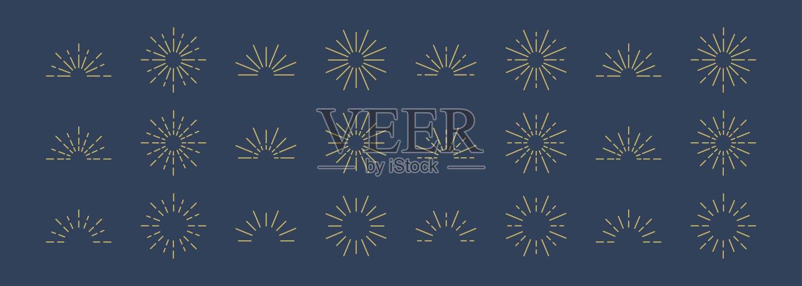 阳光集。阳光图标集合。矢量插图。插画图片素材