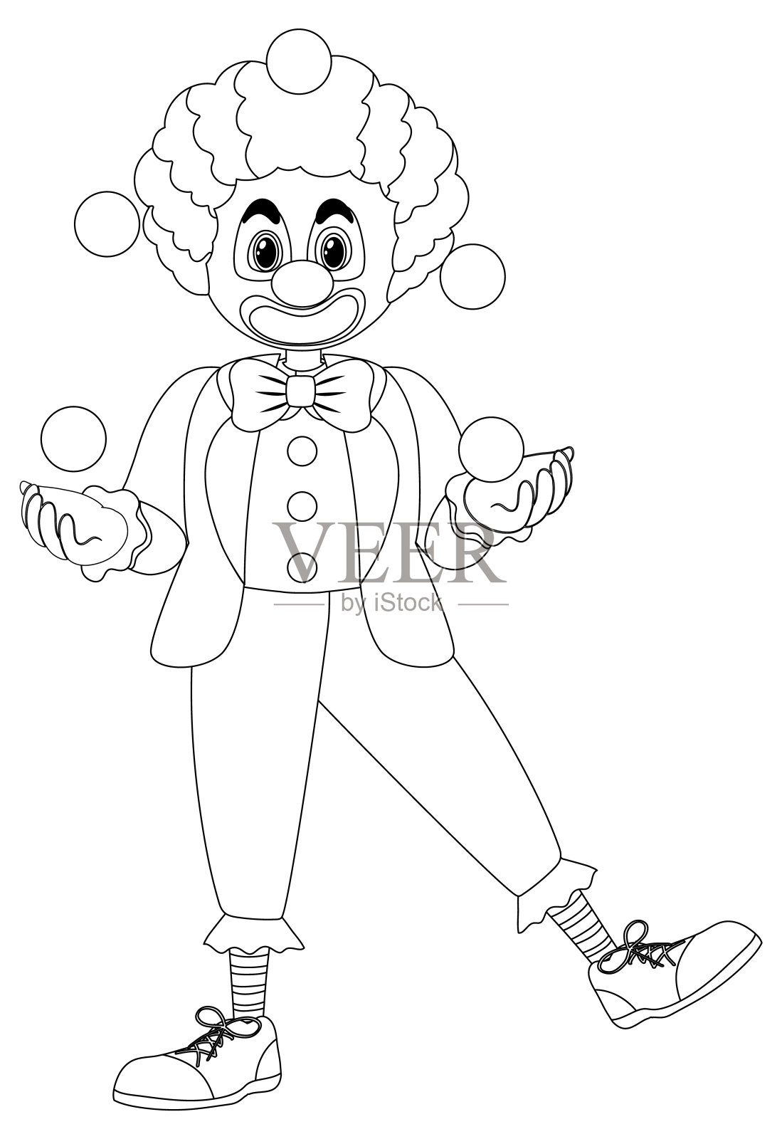 小丑黑白涂鸦人物插画图片素材