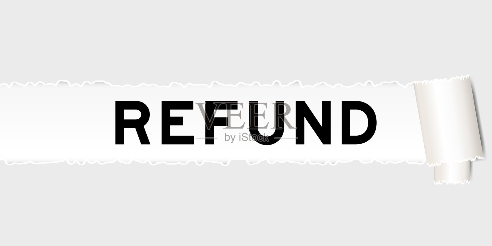 撕掉的灰纸背景下有字退款撕掉的部分插画图片素材