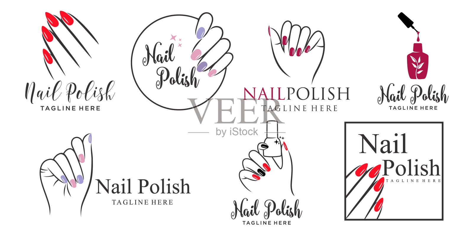 指甲油图标集标志设计模板插画图片素材