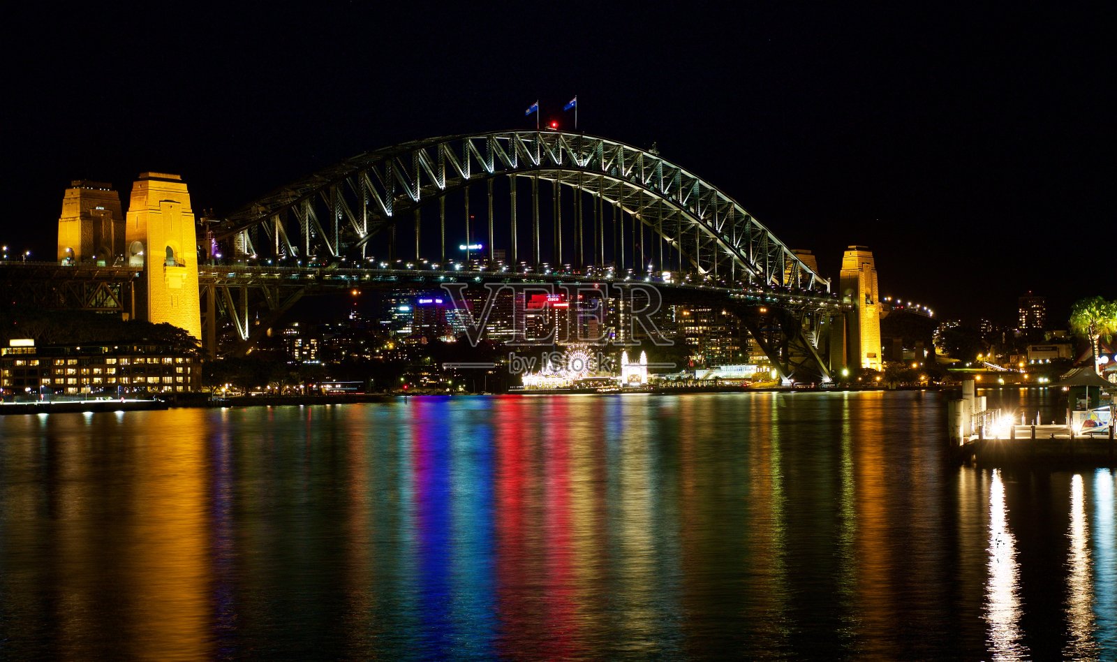 澳大利亚悉尼海港大桥的夜景照片摄影图片