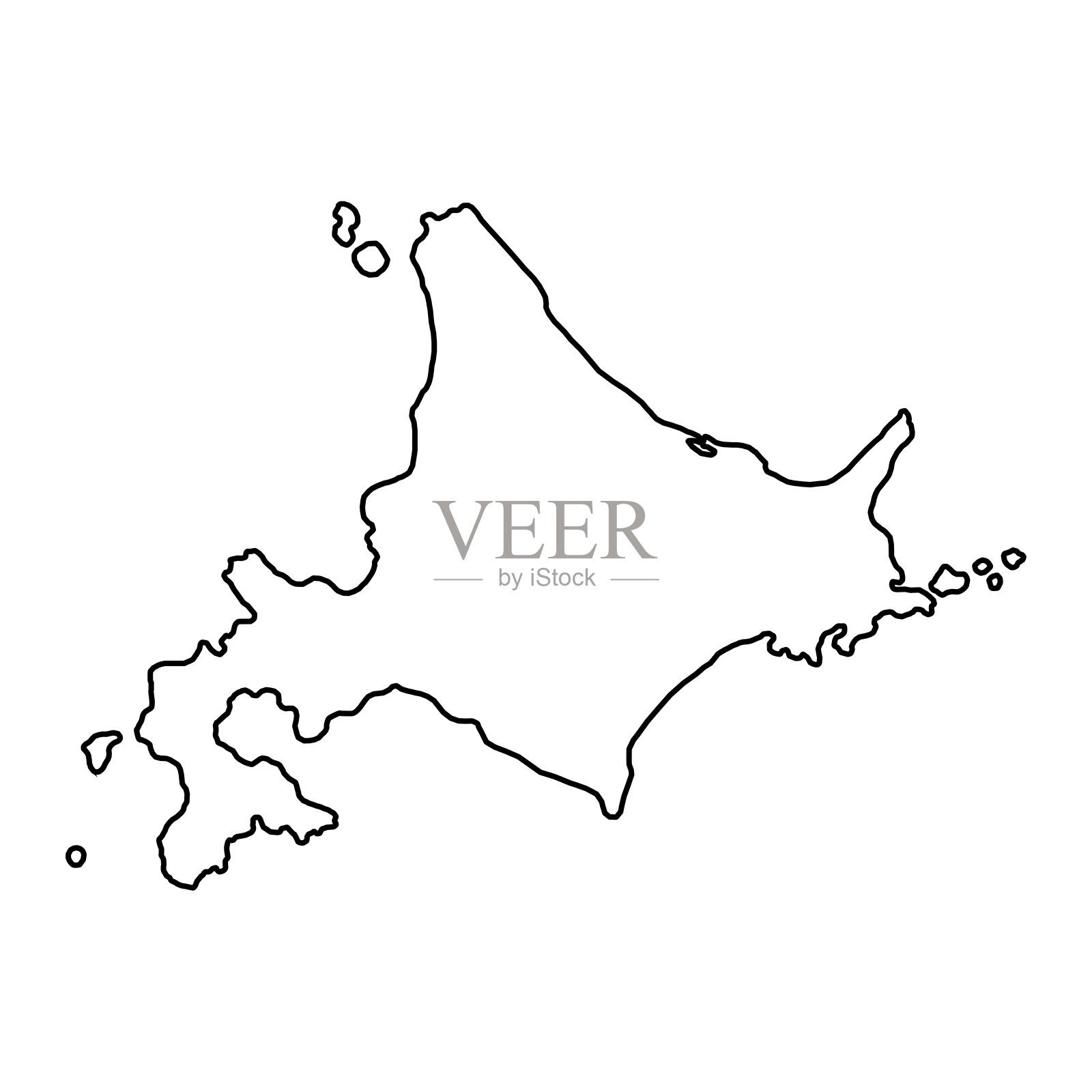 北海道地图，日本地区。矢量图插画图片素材