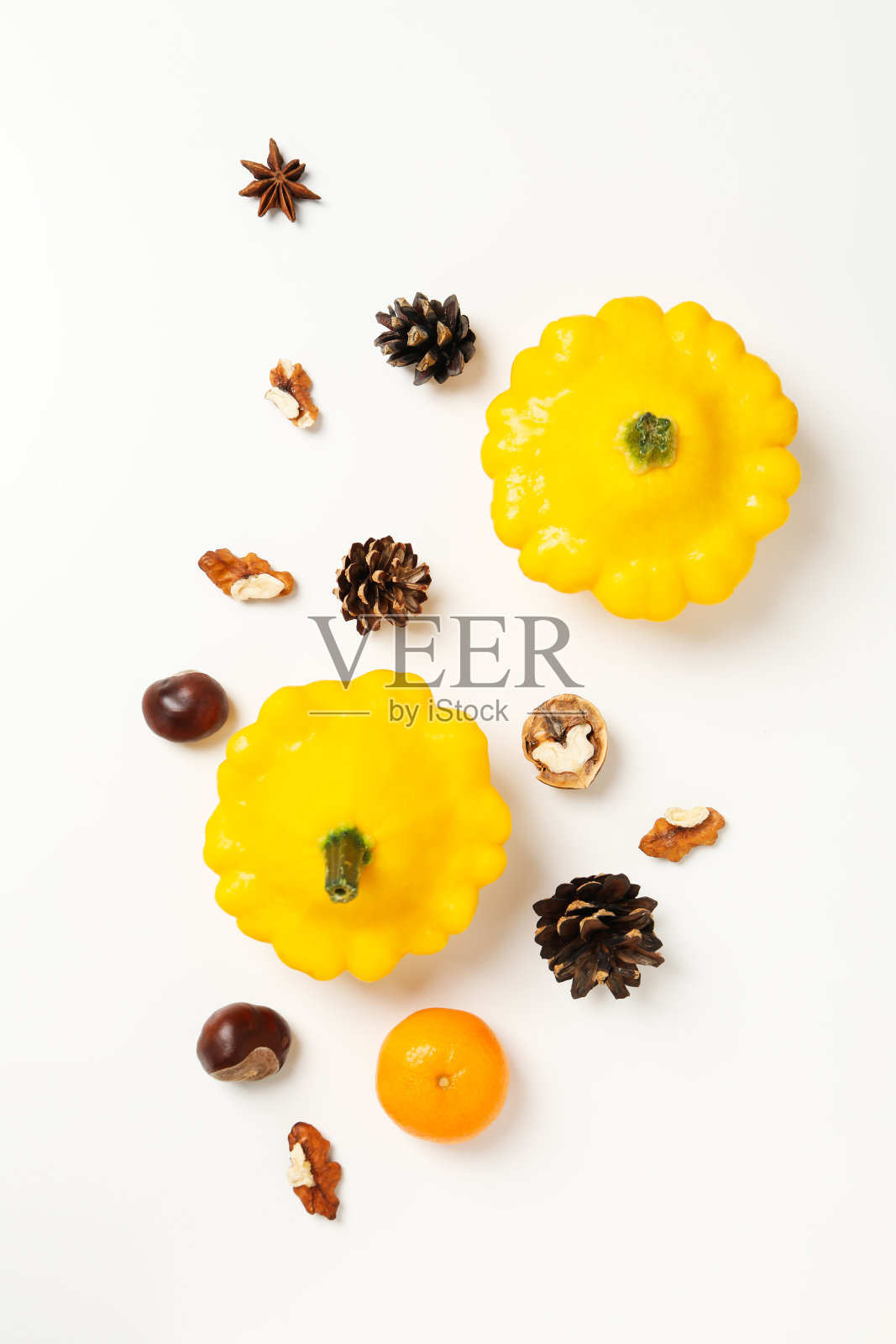 秋季的概念，以白色为背景的秋季构图配件照片摄影图片