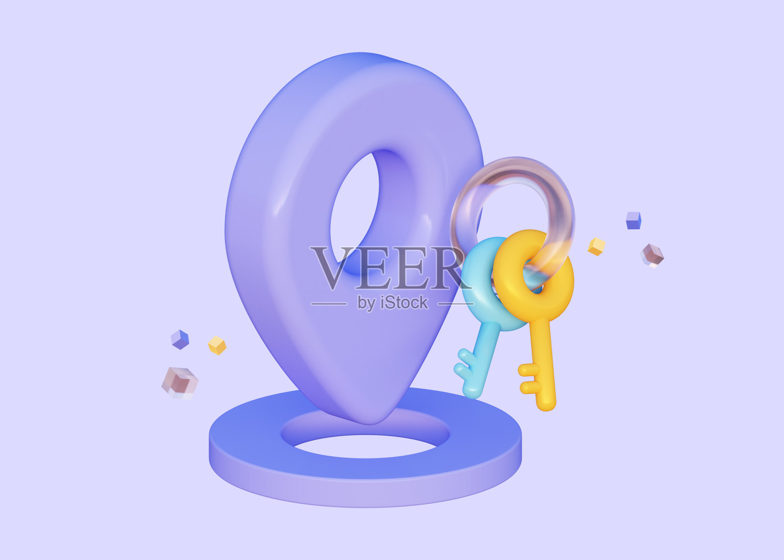 GPS导航和定位运动的紫色方向指示器。3 d渲染插图。照片摄影图片