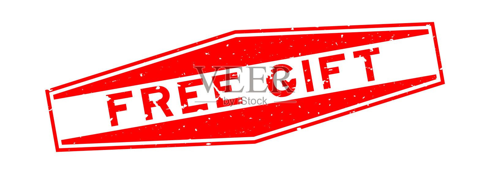 垃圾红色免费礼品字六边形橡胶印章邮票在白色背景插画图片素材