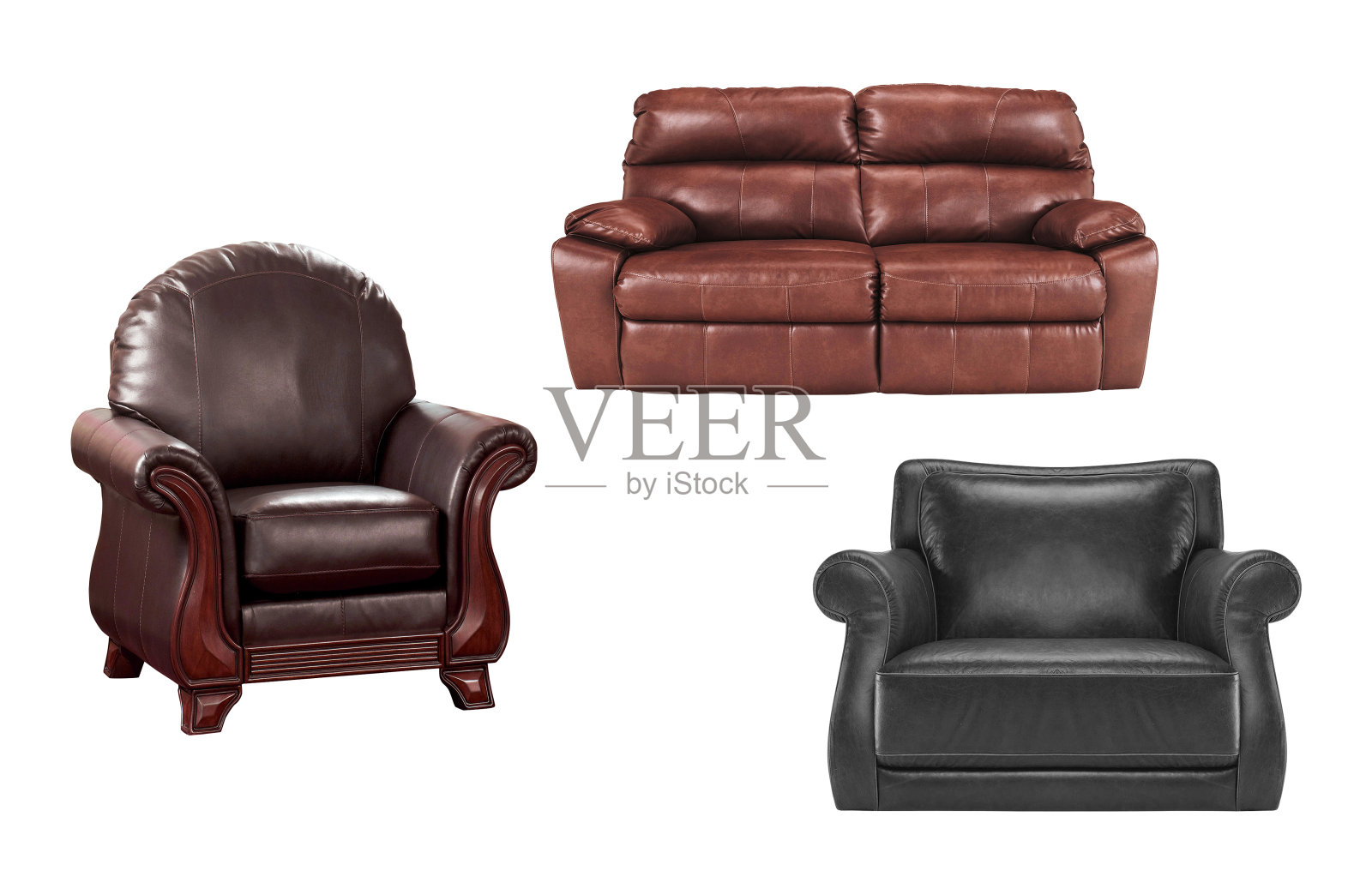 舒适的皮椅与沙发隔离照片摄影图片