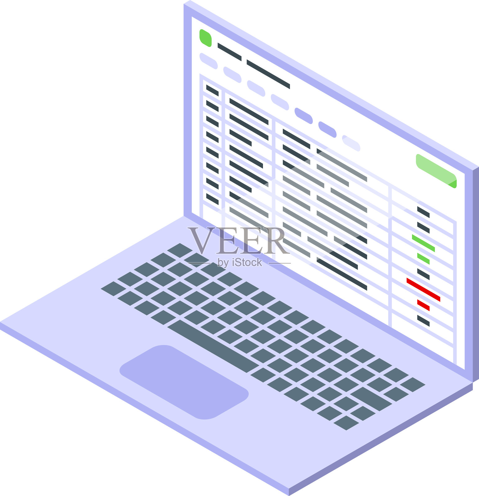 笔记本电脑商业计划图标等距网络插画图片素材