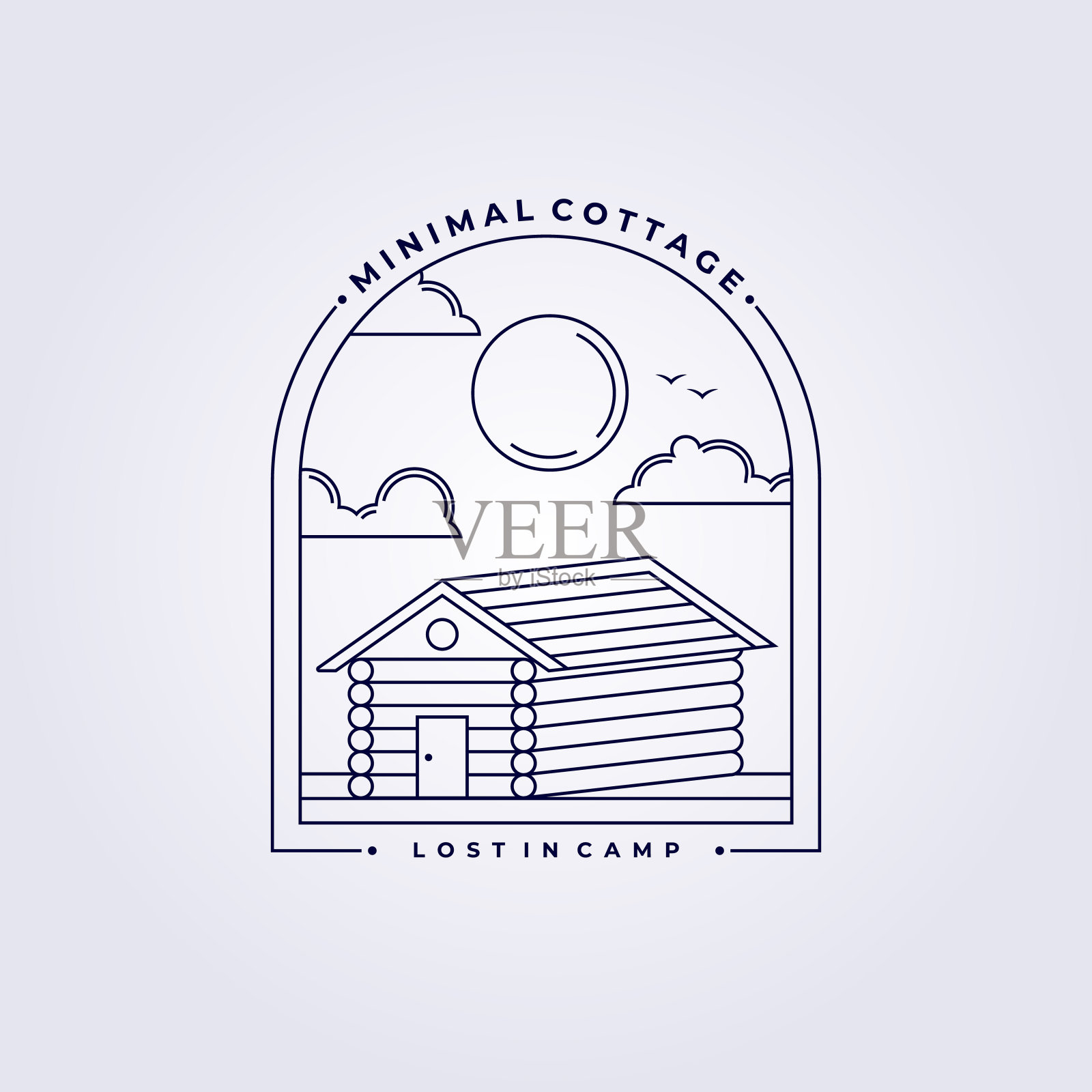 简单的线条小屋标志小屋住宿宅基地矢量插图谷仓设计插画图片素材
