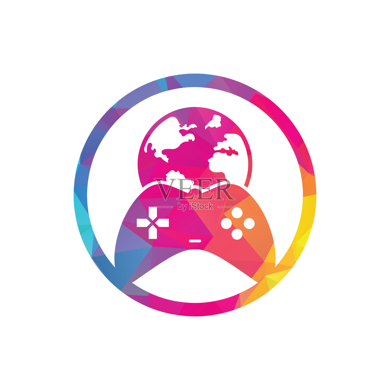 游戏环球Logo图标设计。在线玩家世界的Logo。插画图片素材