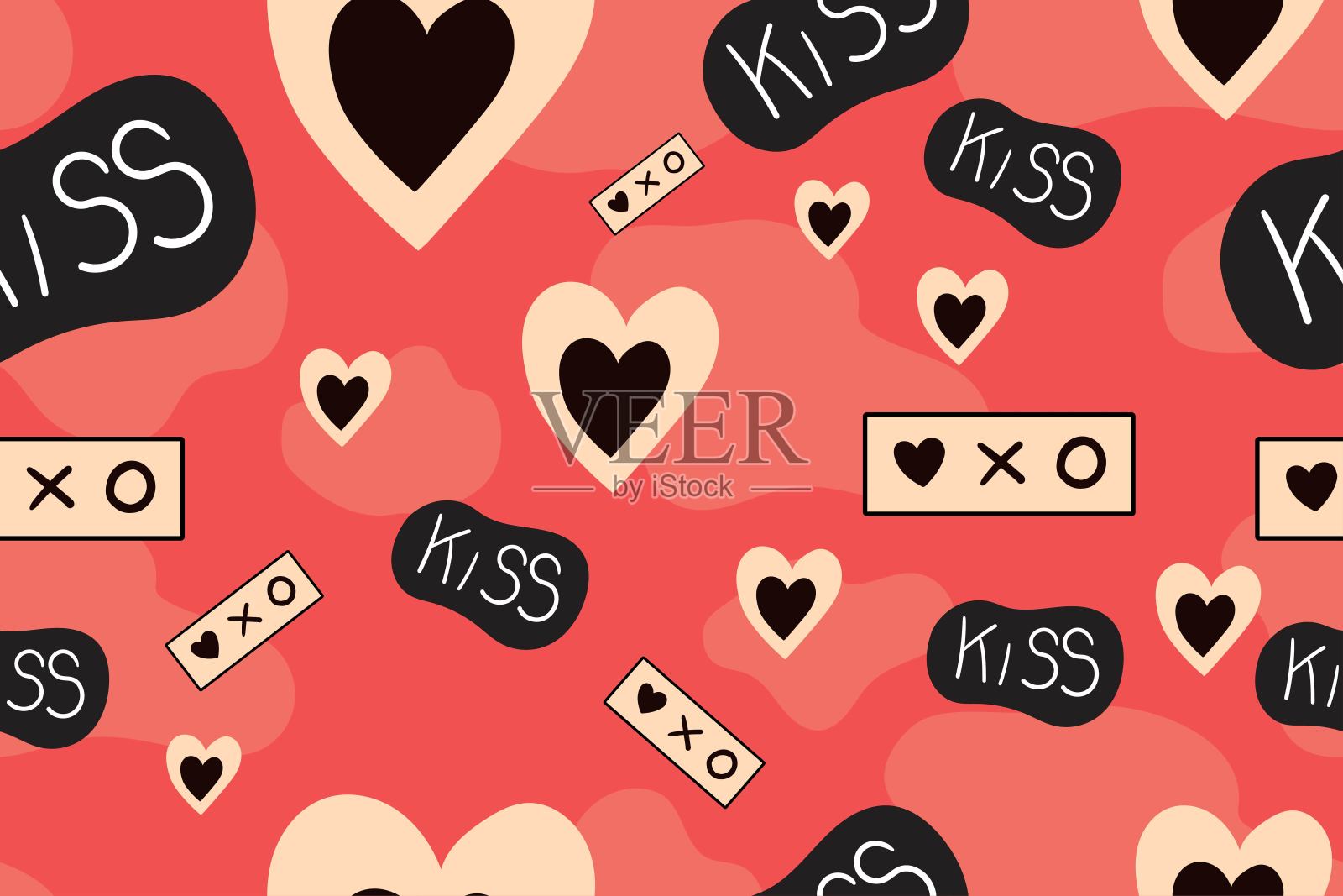 古色古香的爱心和信件留言涂鸦卡通图案插画图片素材