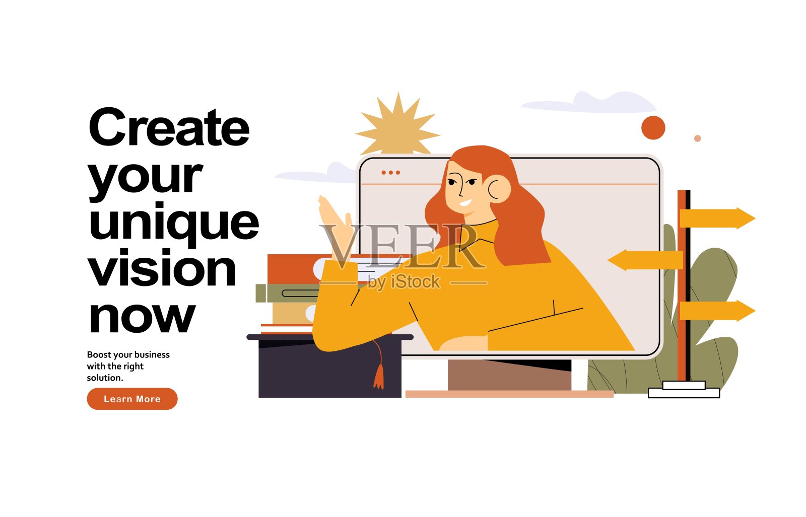 女老师授课，在线学习。学校教师视频会议、培训和课程。讲师的教学。教授在电脑屏幕上。女讲师教学载体插画图片素材