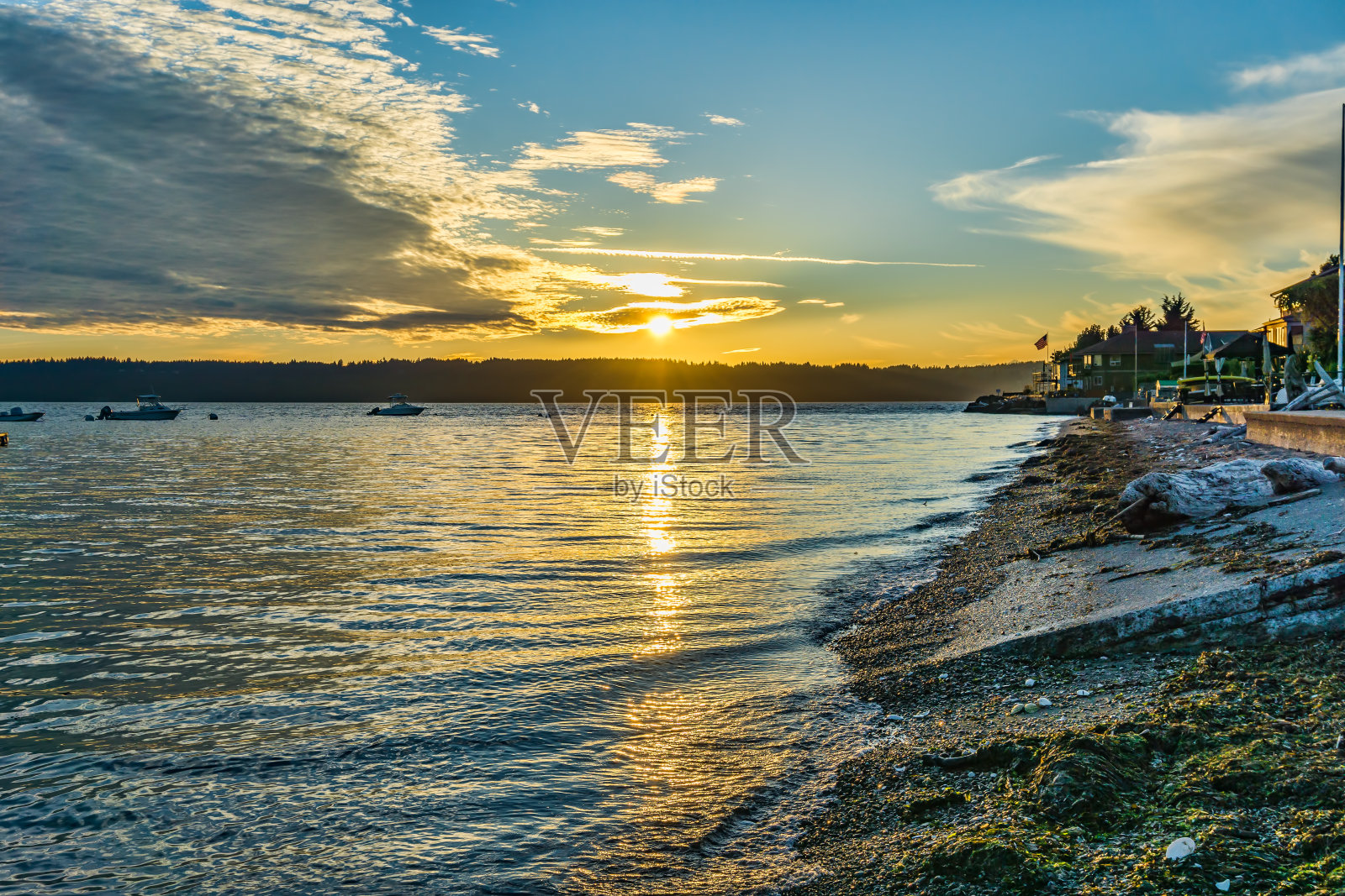 Burien海滨日落照片摄影图片