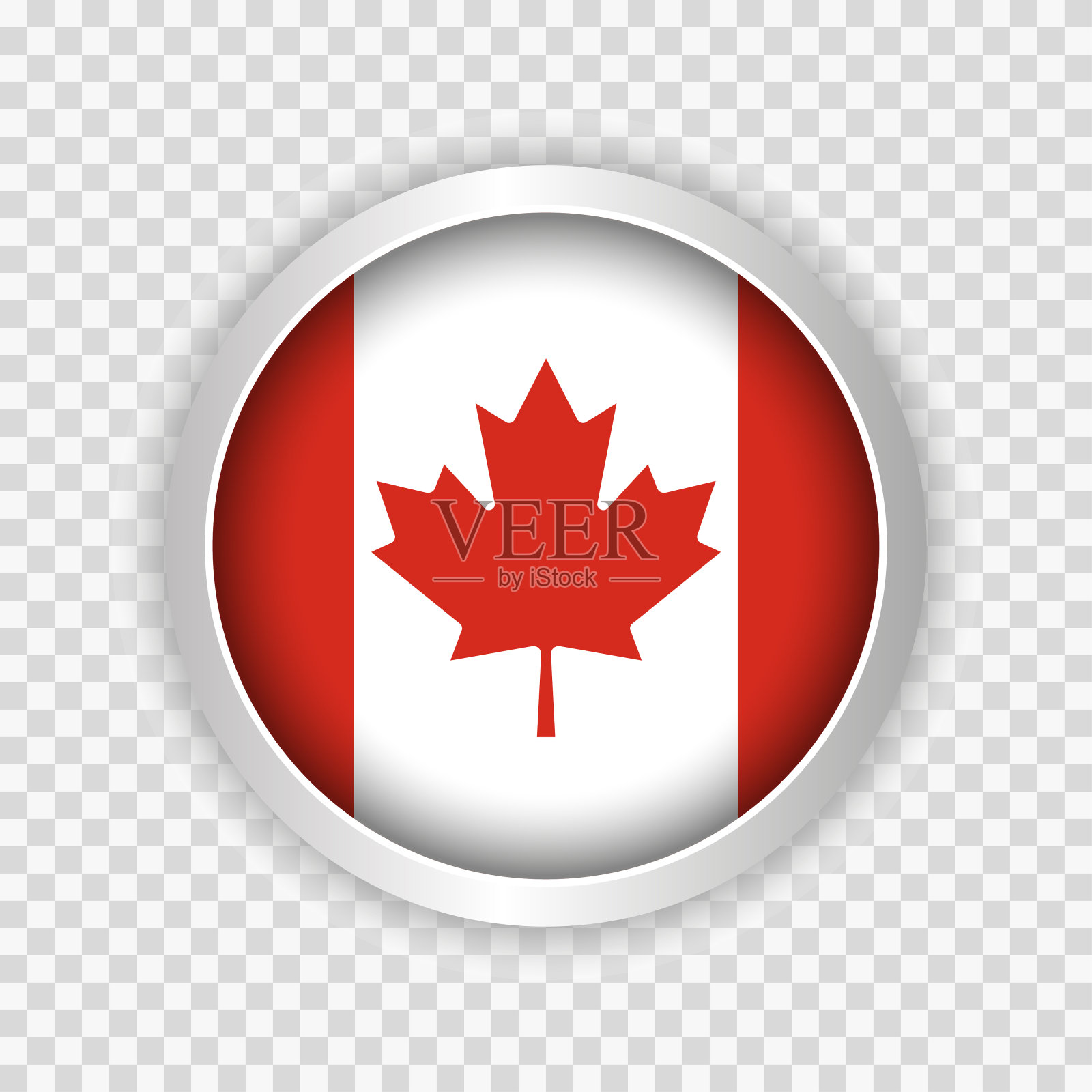 加拿大国旗在圆形按钮上透明的背景元素的网站插画图片素材