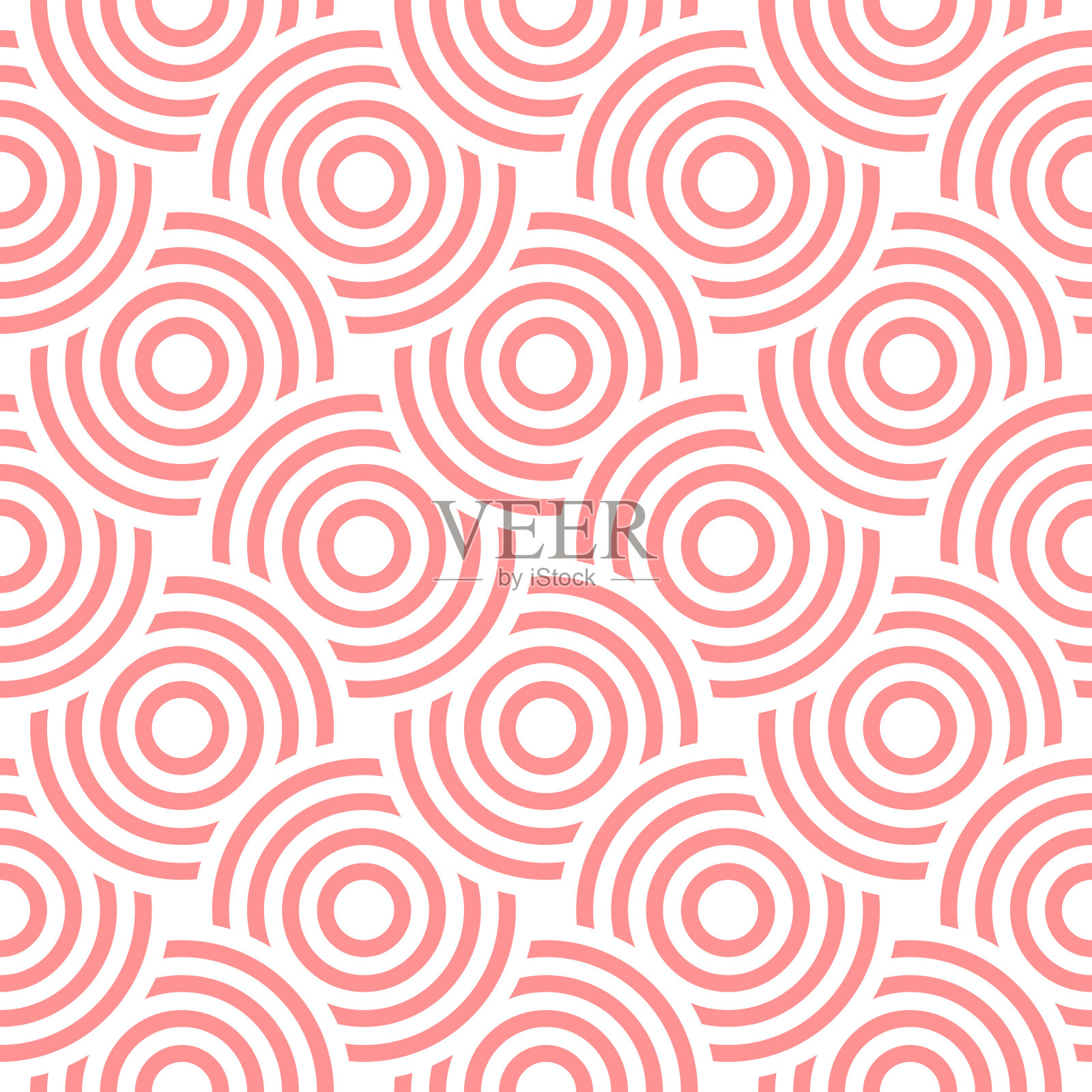 具有同心圆的矢量无缝图案。几何抽象背景。插画图片素材