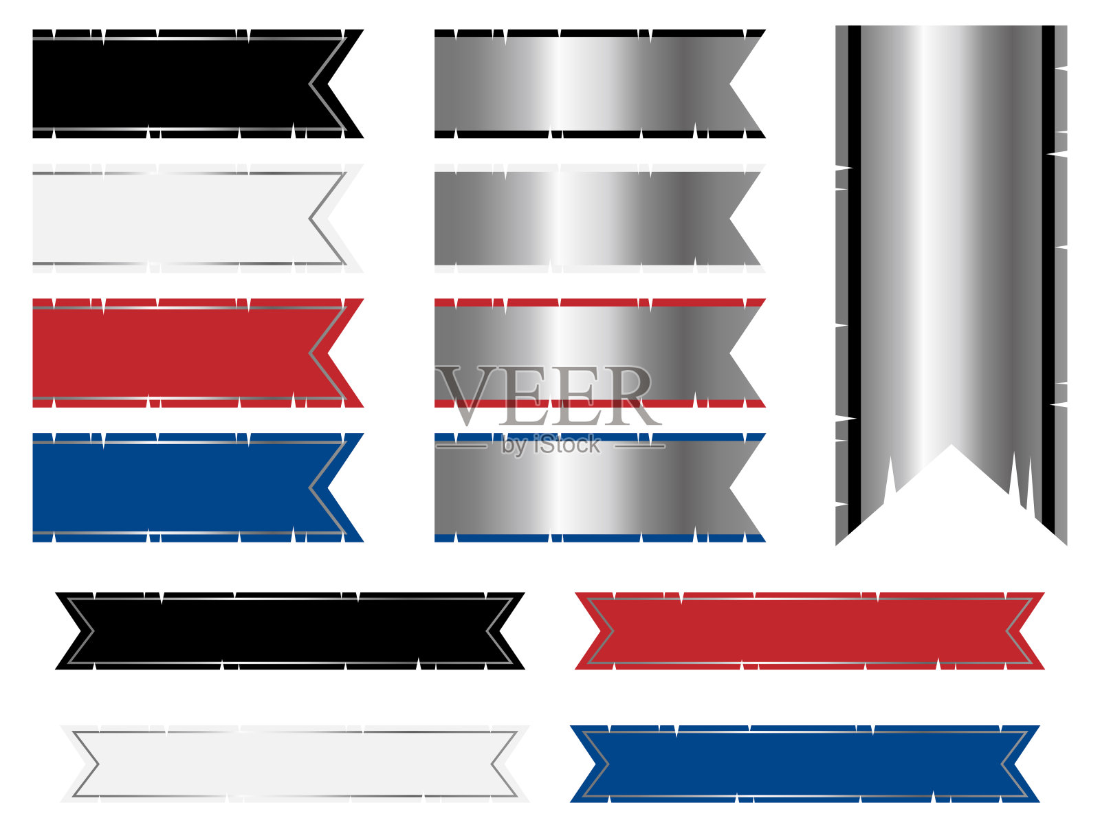 复古丝带装饰套装插画图片素材